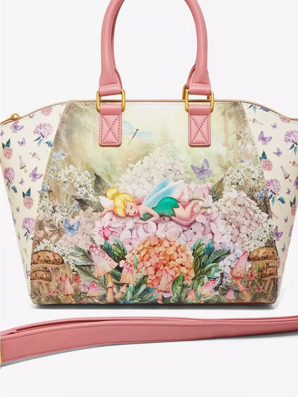 Loungefly Tinker Bell Pink Floral Dome Satchel brand nwt